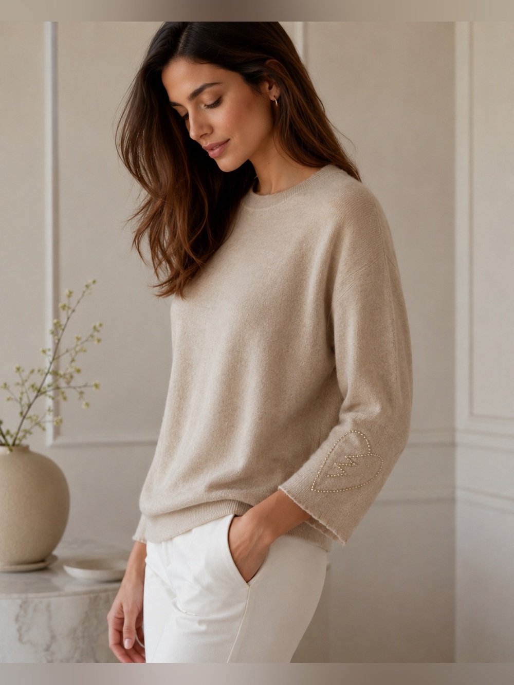 ZADIG & VOLTAIRE  Beige Cream CASHMERE Knit Top size M